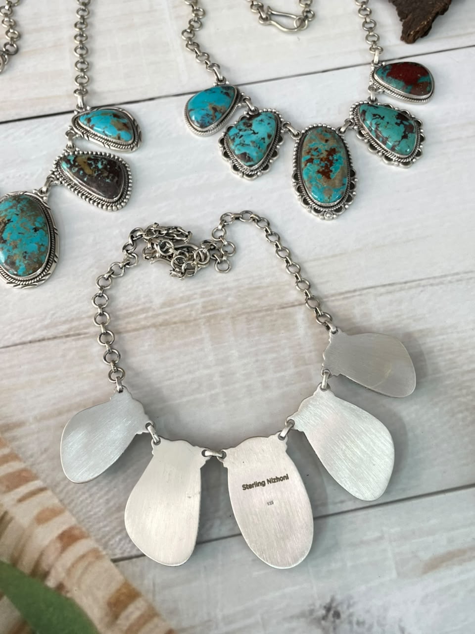 Handmade Sterling Silver Crimson Cowgirl Turquoise Collection: Choker Necklace Signed Nizhoni