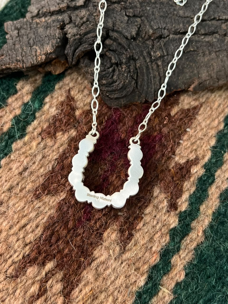 Handmade Sterling Silver Cotton Candy Necklace Signed Nizhoni