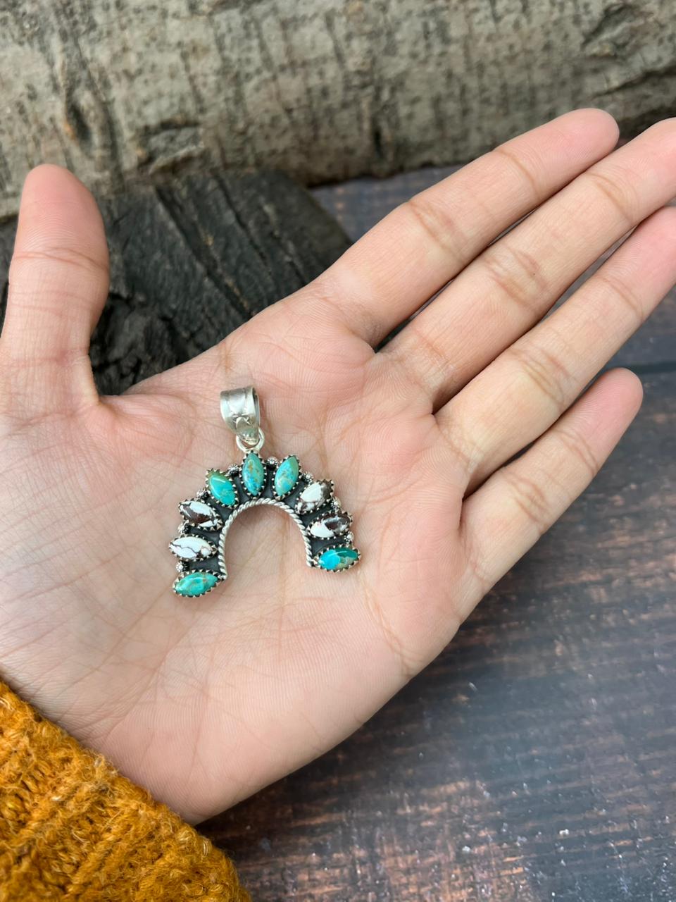 Handmade Sterling Silver Kingman with Wildhorse Pendant "Signed Nizhoni"