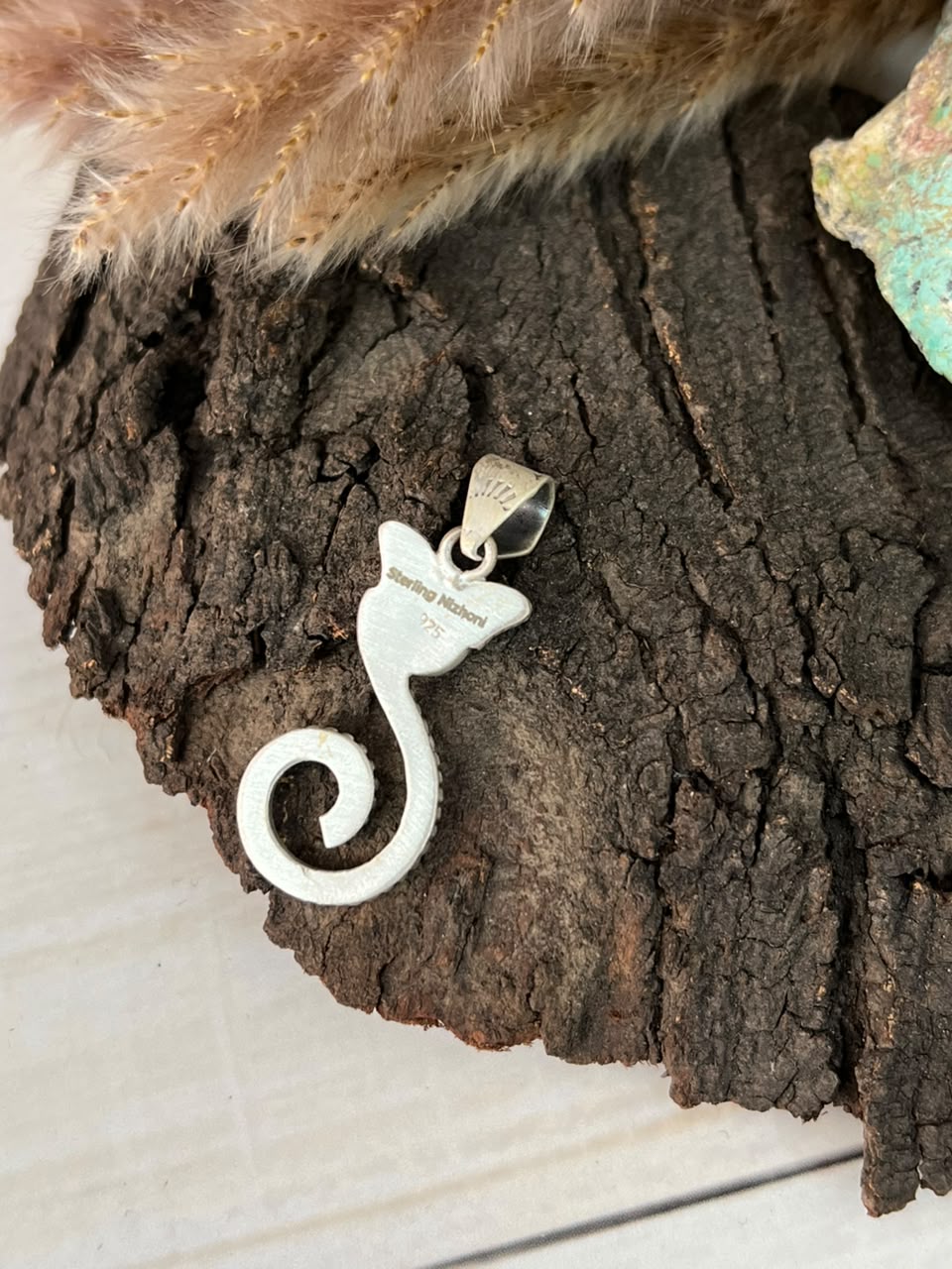 Handmade Sterling Silver Kingman Turquoise Pendant Signed Nizhoni