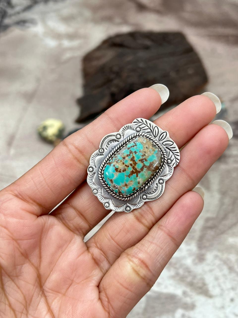 Handmade Sterling Silver Mantis Turquoise Adjustable Ring "Signed Nizhoni"