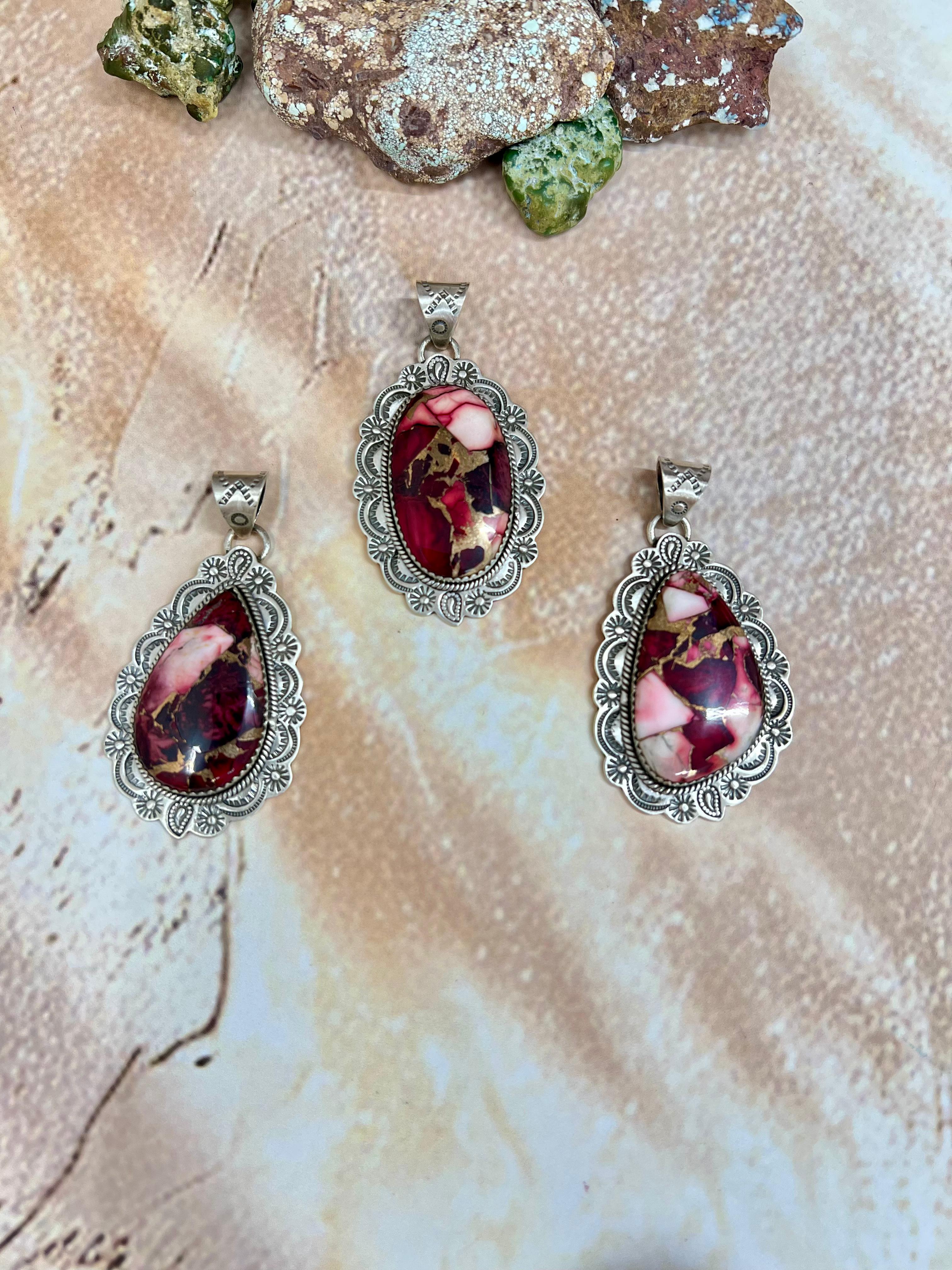 Handmade Sterling Silver Dahlia Rose Pendant with Signed Nizhoni