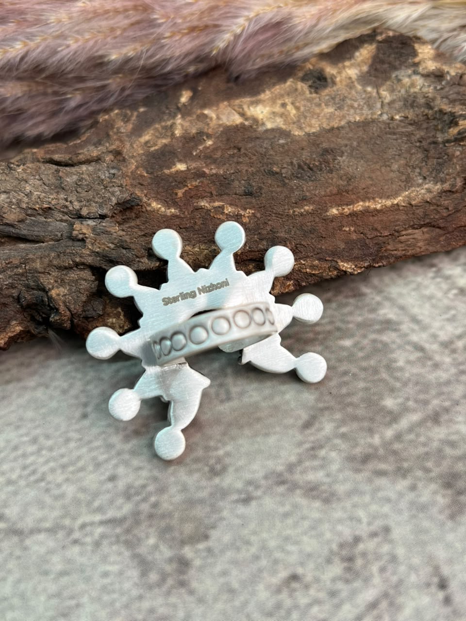 Handmade Sterling Silver Kingman Turquoise Naja Adjustable Ring Signed Nizhoni