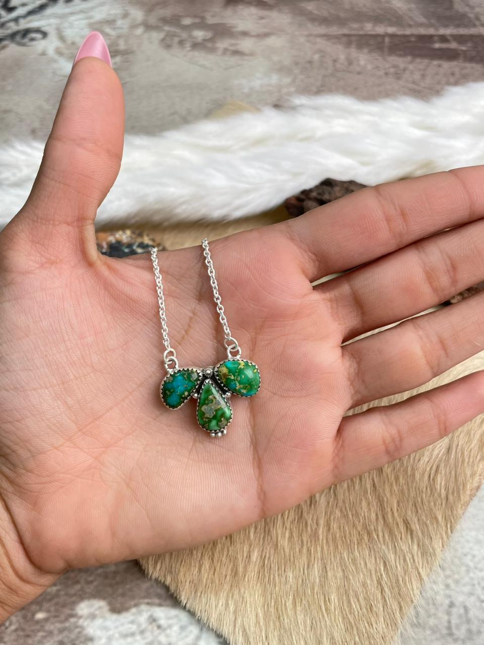 Handmade Sterling Silver Sonoran Mountain Turquoise Necklace "Signed Nizhoni"