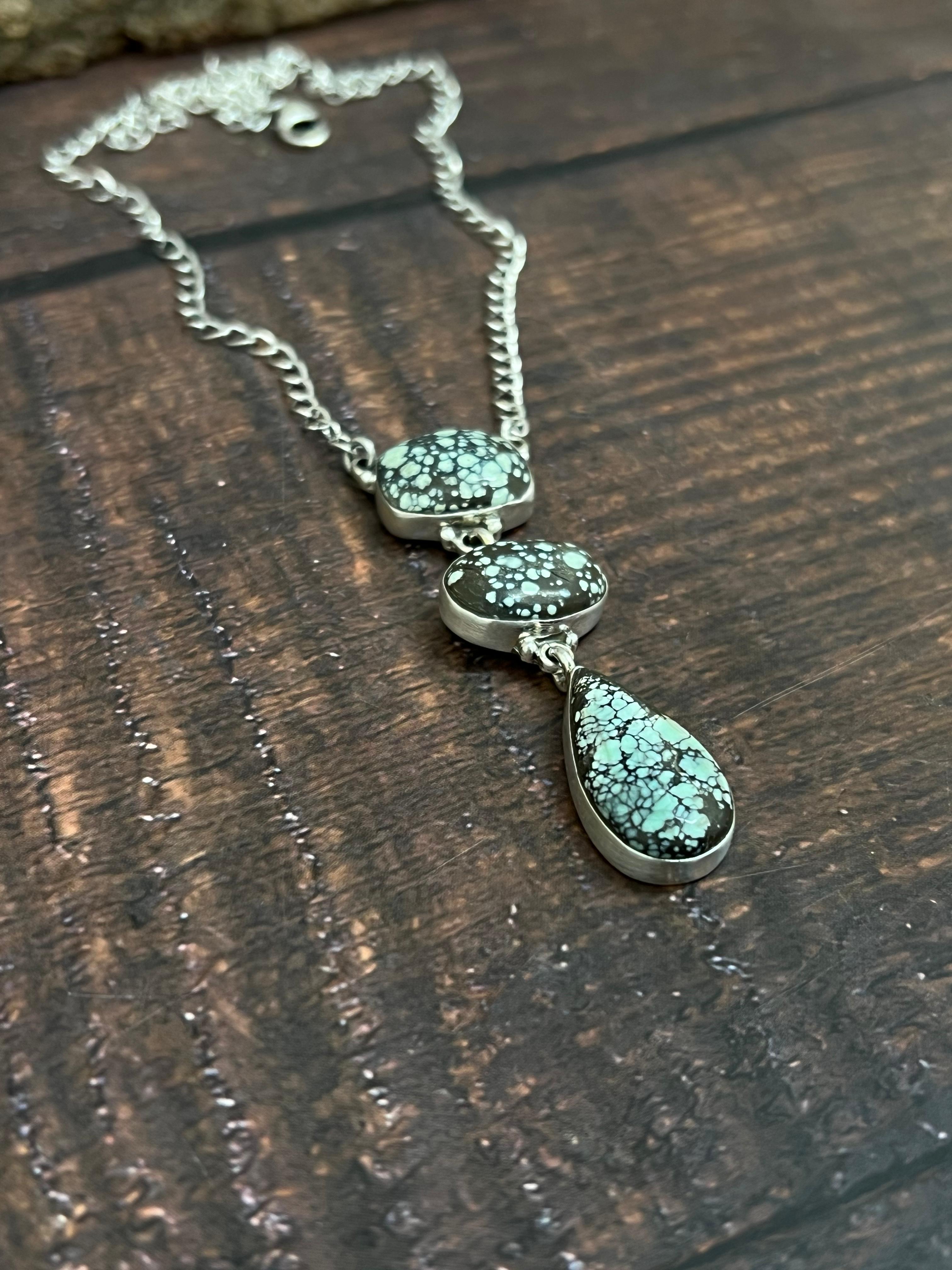 Handmade Sterling Silver Starfox Variscite Necklace Signed Nizhoni