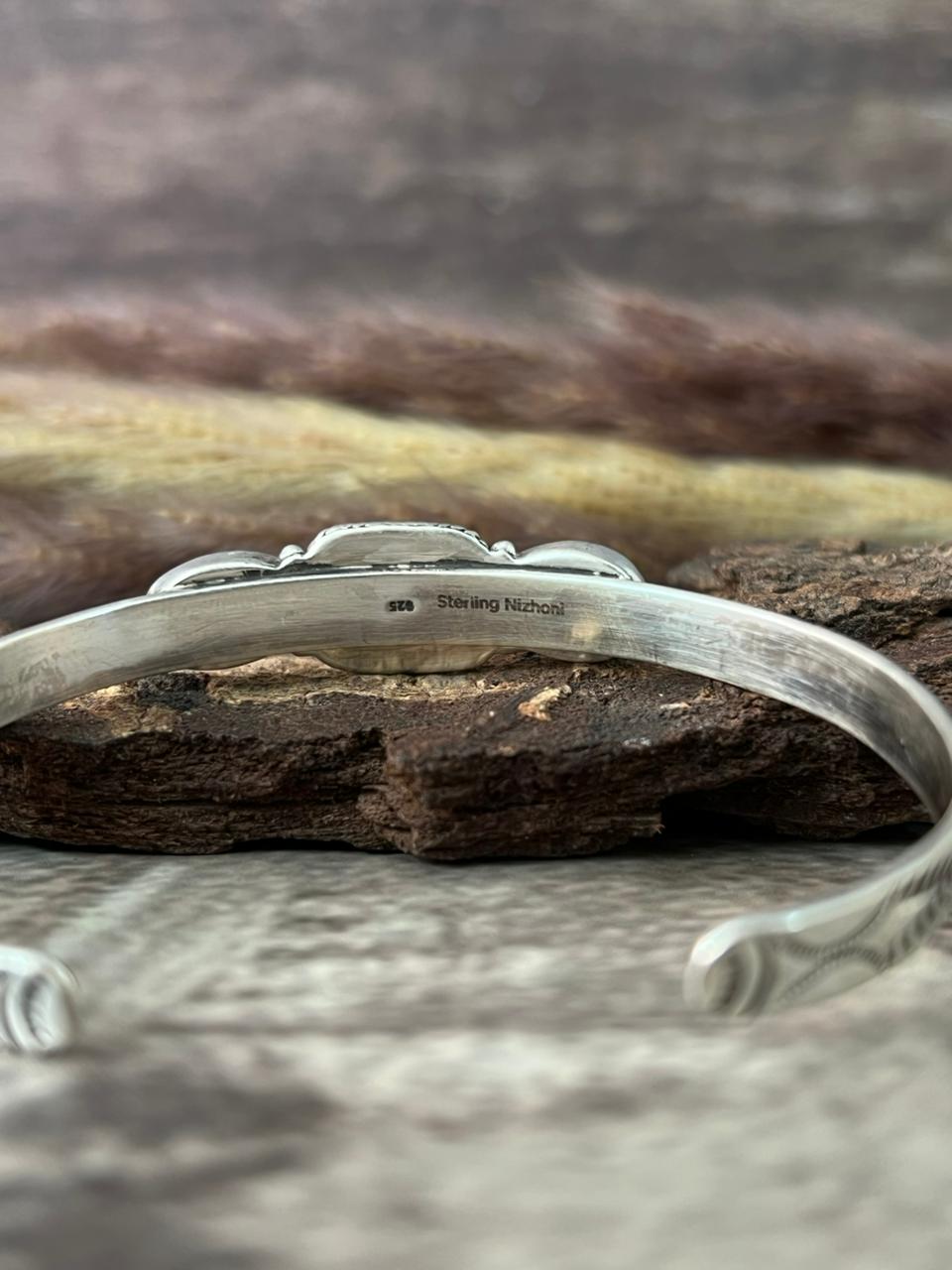 Handmade Sterling Silver Santa Maria Turquoise Bracelet "Signed Nizhoni"