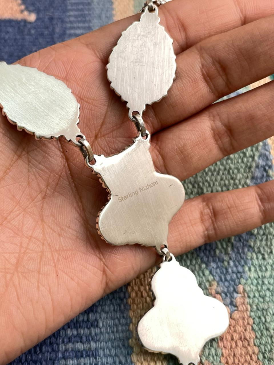 Handmade Sterling Silver Blackjack Turquoise Necklace "Signed Nizhoni"