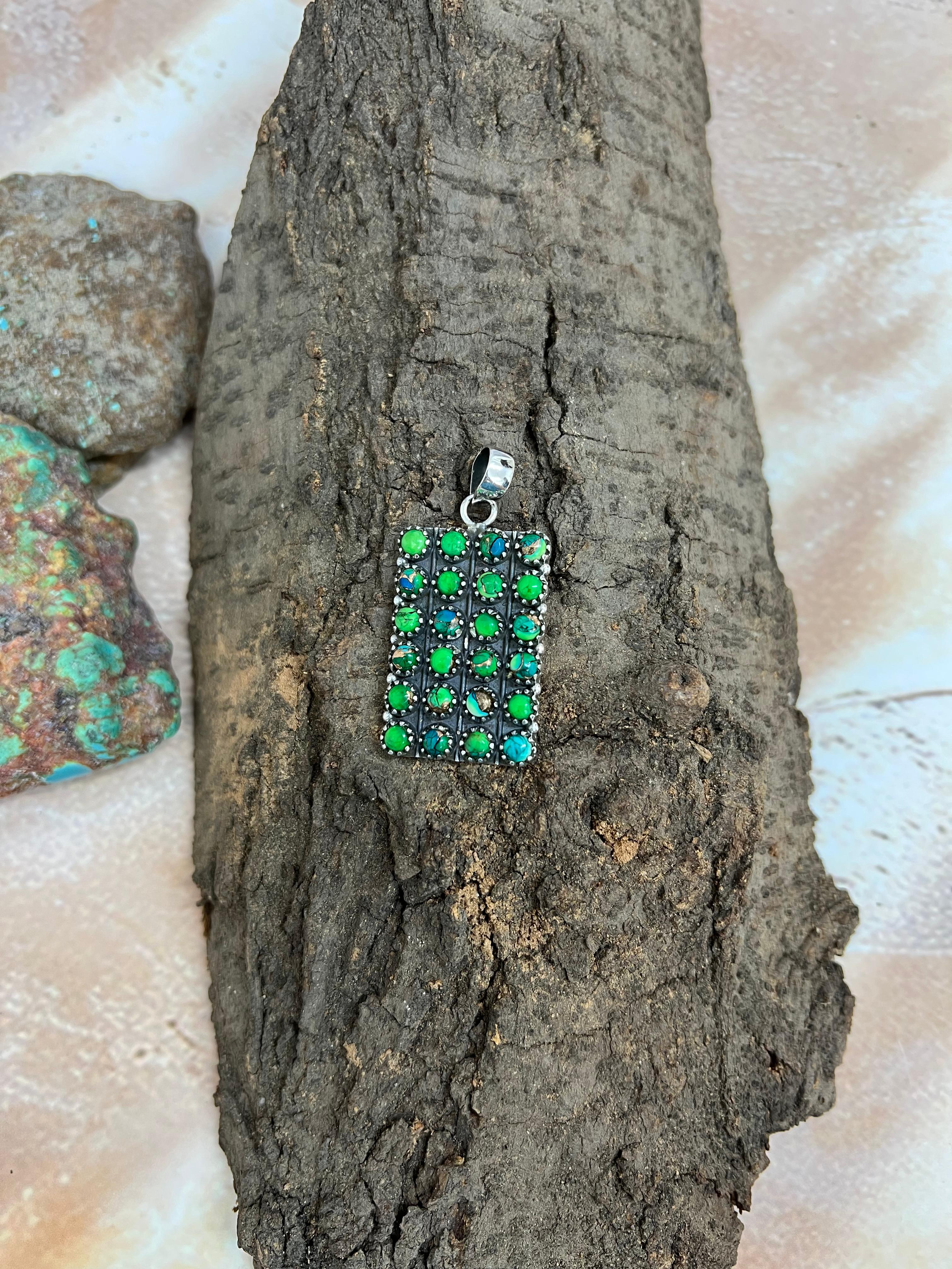 Handmade Sterling Silver Peacock Dahlia Pendant with Signed Nizhoni