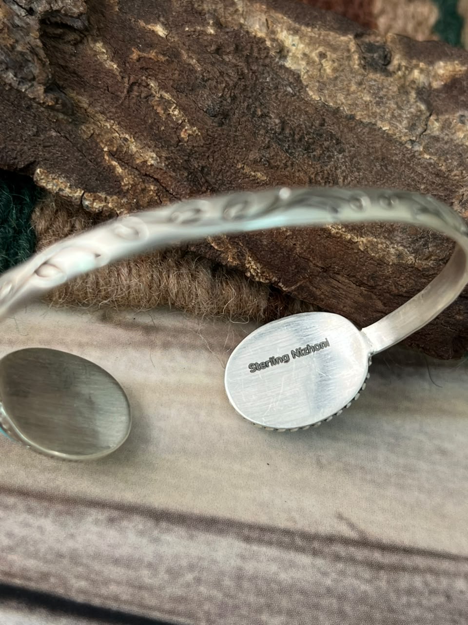 Handmade Sterling Silver Easter Blue Turquoise Cuff Bracelet Signed Nizhoni