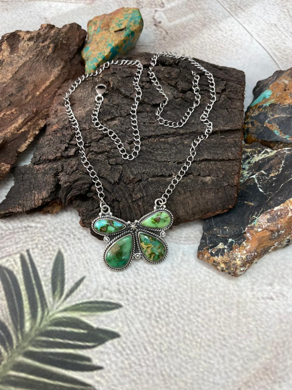 Handmade Sterling Silver Sonoran Mountain Turquoise Necklace "Signed Nizhoni"