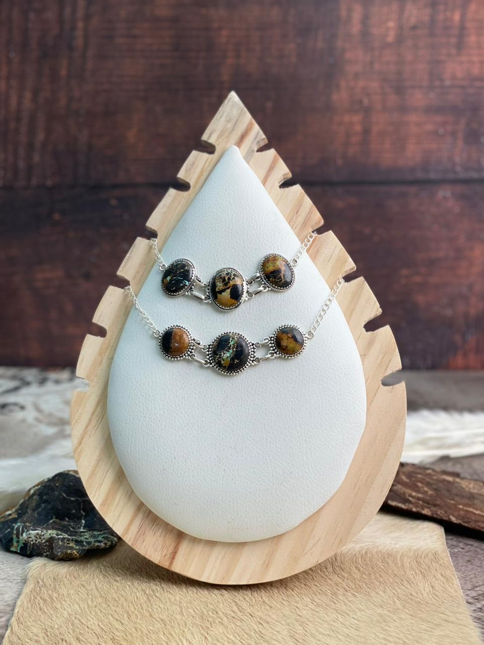 Handmade Sterling Silver Blackjack Turquoise Choker Necklace "Signed Nizhoni"