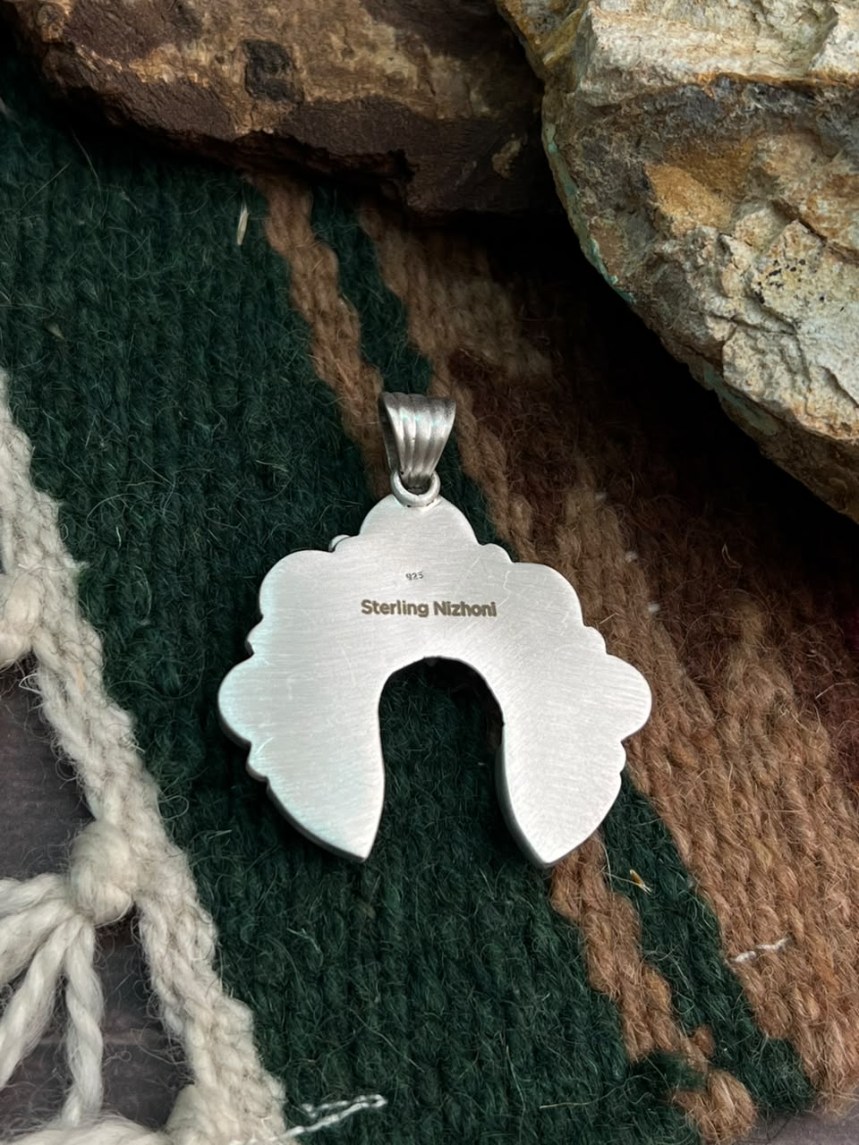 Handmade Sterling Silver Crimson Cowgirl Turquoise Collection: Naja Pendant Signed Nizhoni
