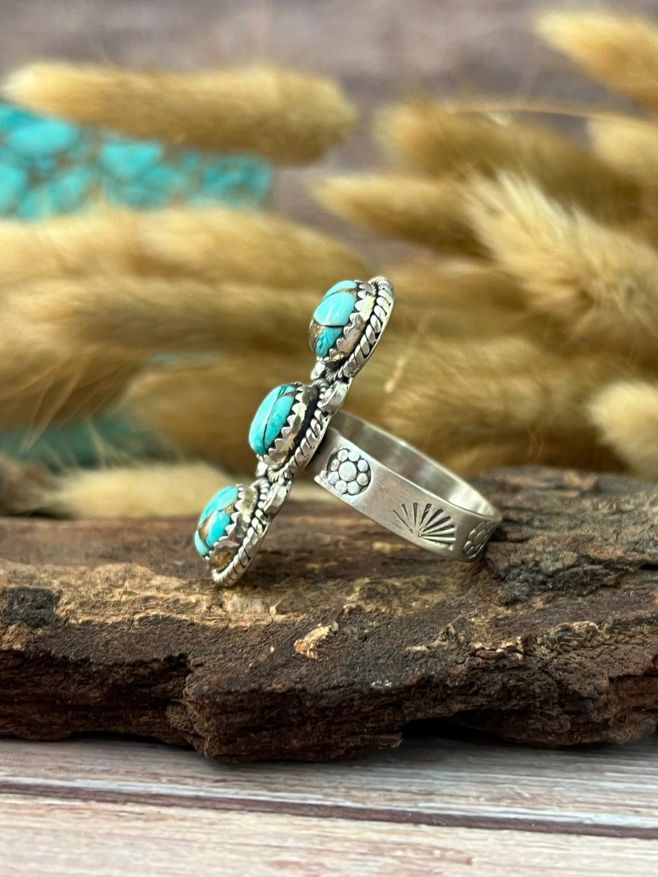 Handmade Sterling Silver Mint Dahlia Collection: Adjustable Ring "Signed Nizhoni" (9)