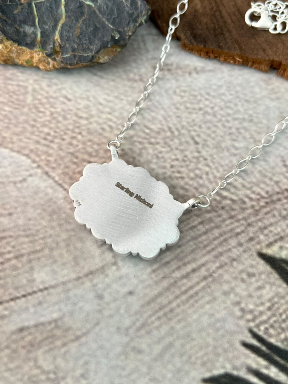 Handmade Sterling Silver Kingman Turquoise Necklace Signed Nizhoni