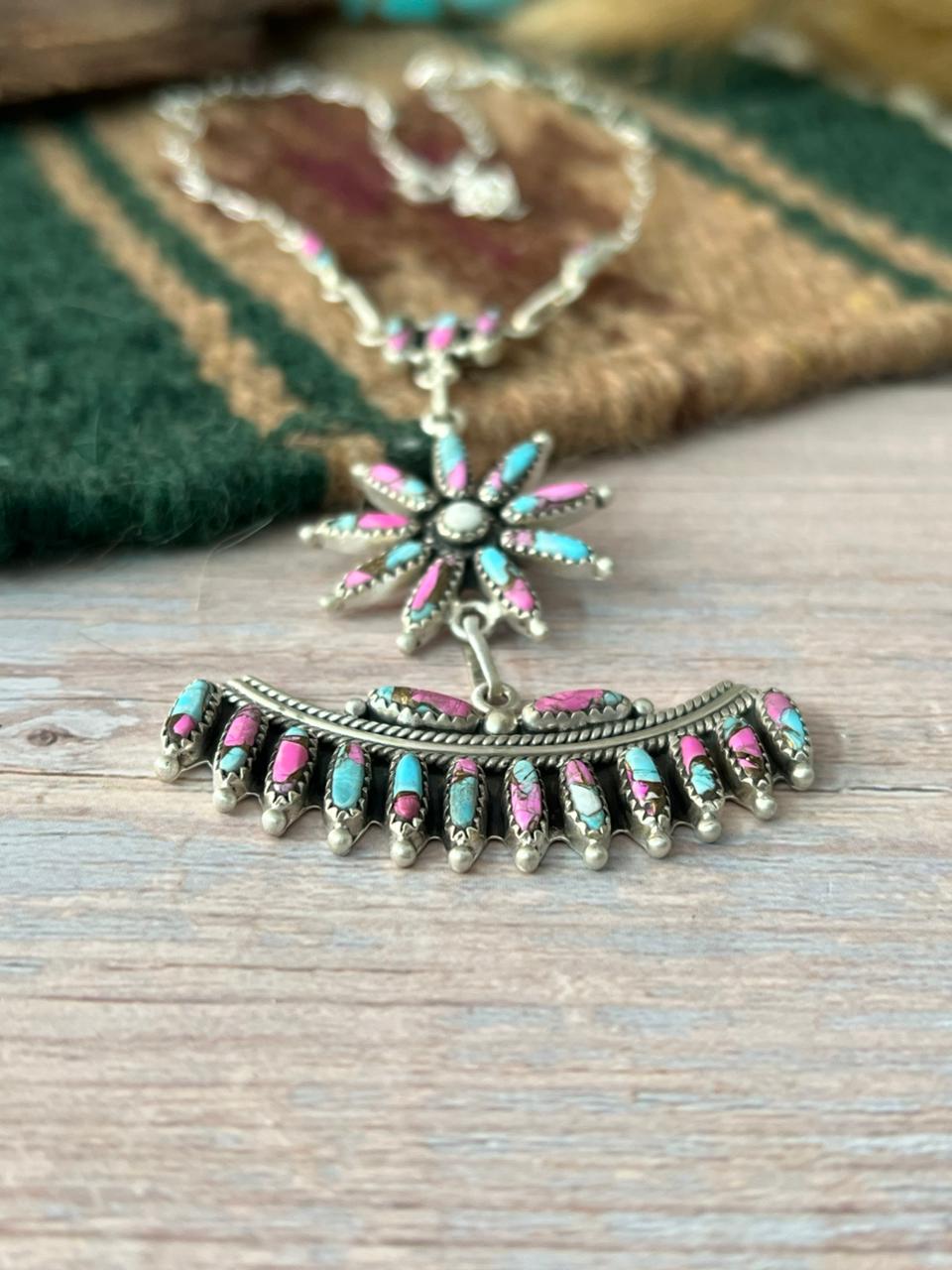 Handmade Sterling Silver Cotton Candy Necklace "Signed Nizhoni"