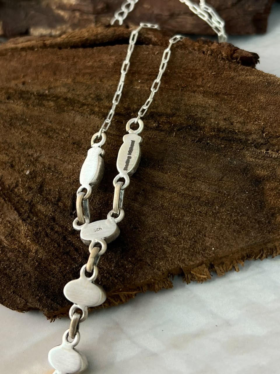 Handmade Sterling Silver Kingman Turquoise Drop Necklace Signed Nizhoni