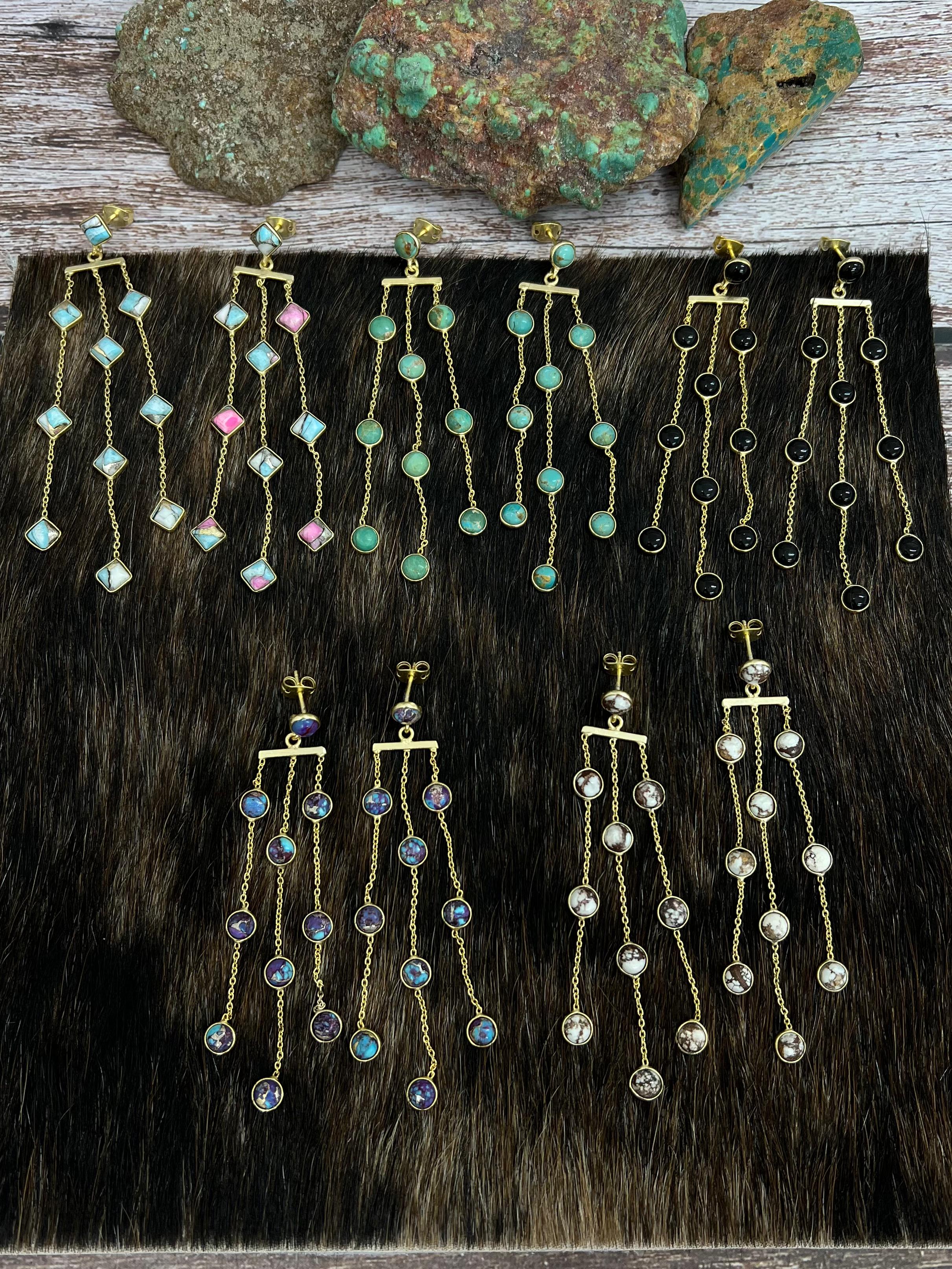 “The Golden Collection” Monsoon Handmade Natural Multi Stones Post Earrings