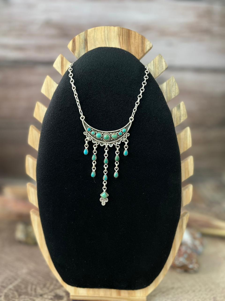 Handmade Sterling Silver Kingman Turquoise Necklace "Signed Nizhoni"