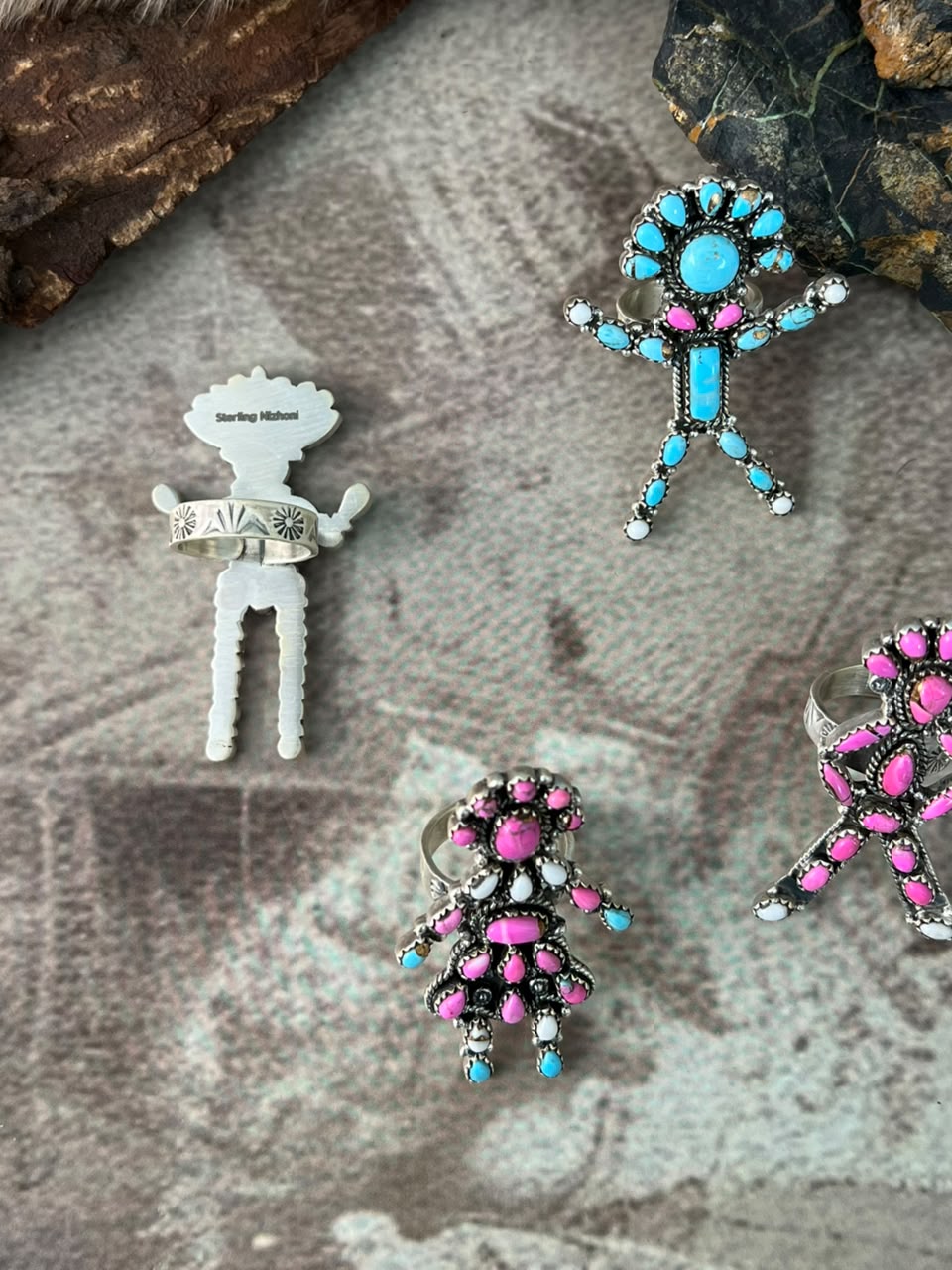 Handmade Sterling Silver Cotton Candy Adjustable Ring Signed Nizhoni