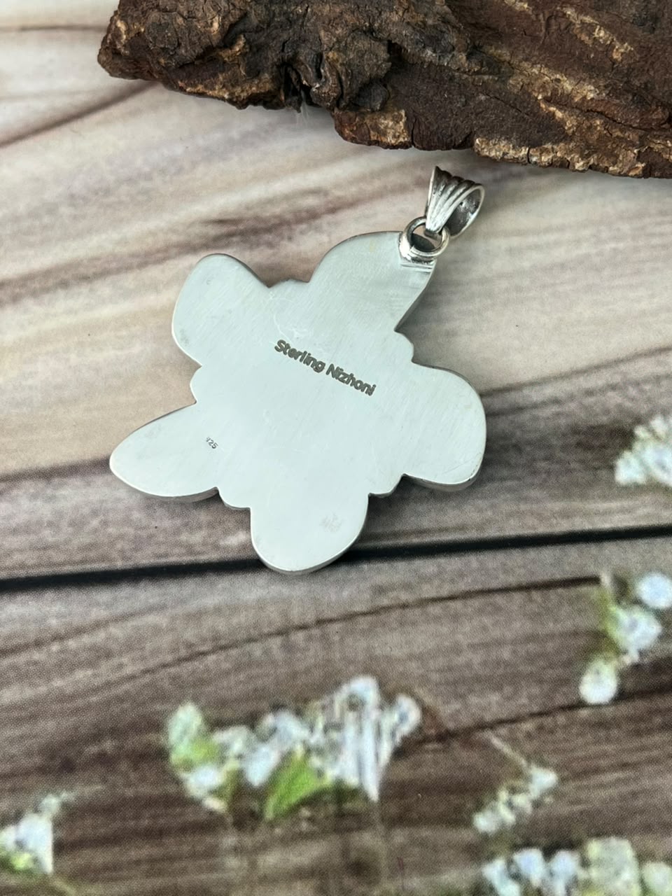 Handmade Sterling Silver Gem Silica Collection: Pendant Signed Nizhoni