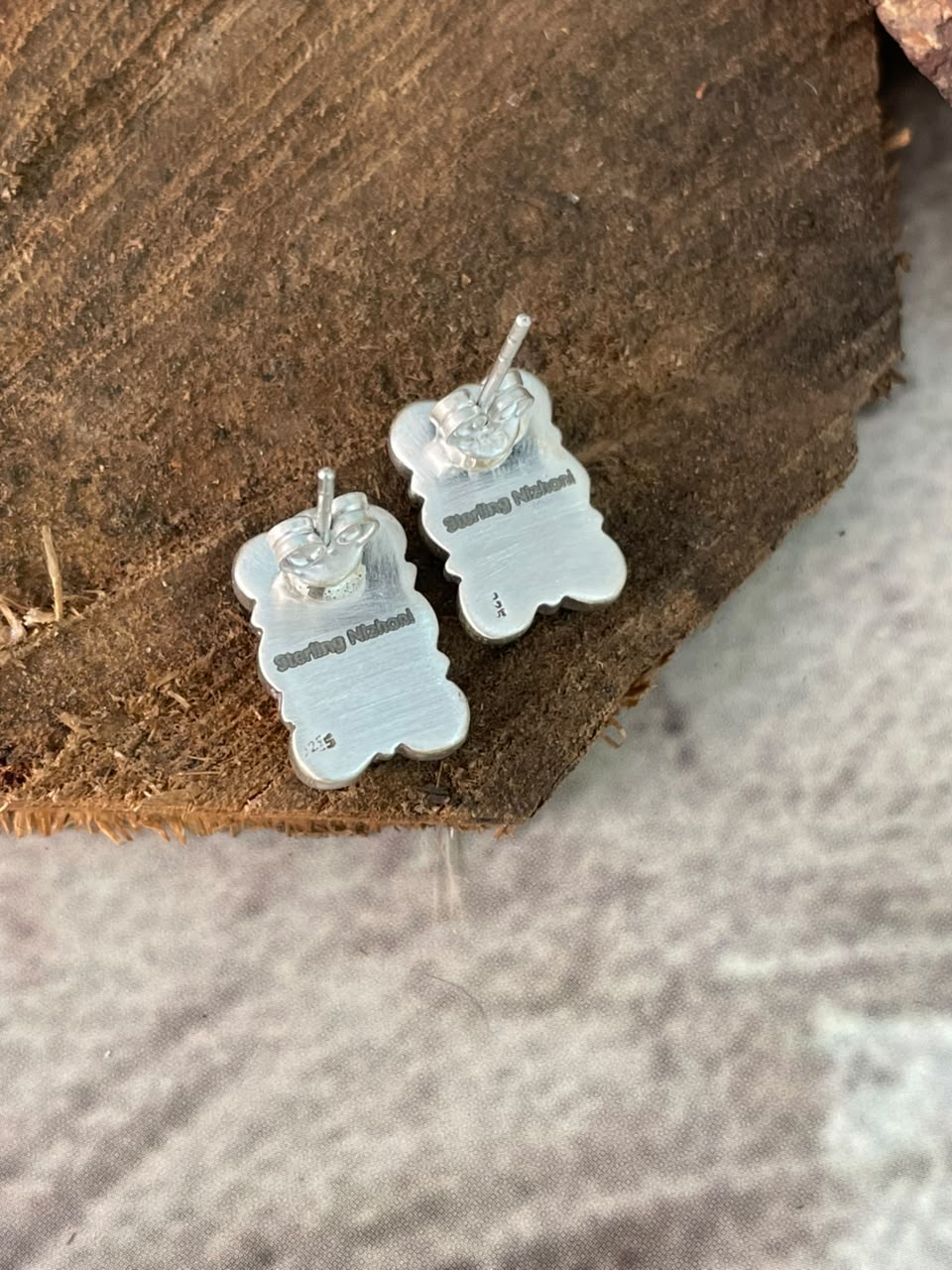 Handmade Sterling Silver Kingman Turquoise Post Studs Bar Earrings Signed Nizhoni