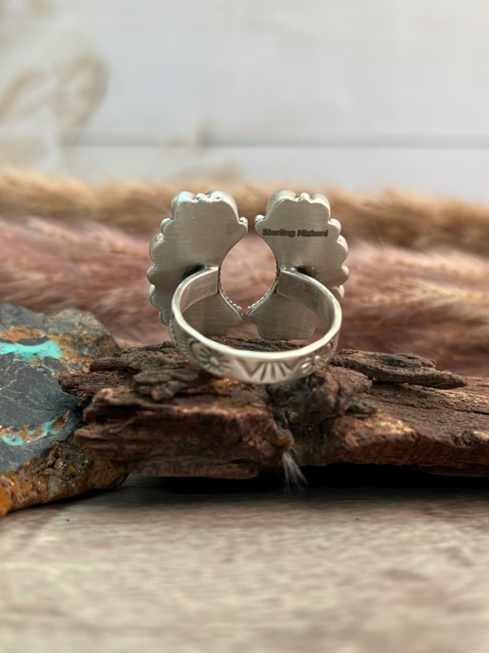 Handmade Sterling Silver Cotton Candy Adjustable Ring Signed Nizhoni