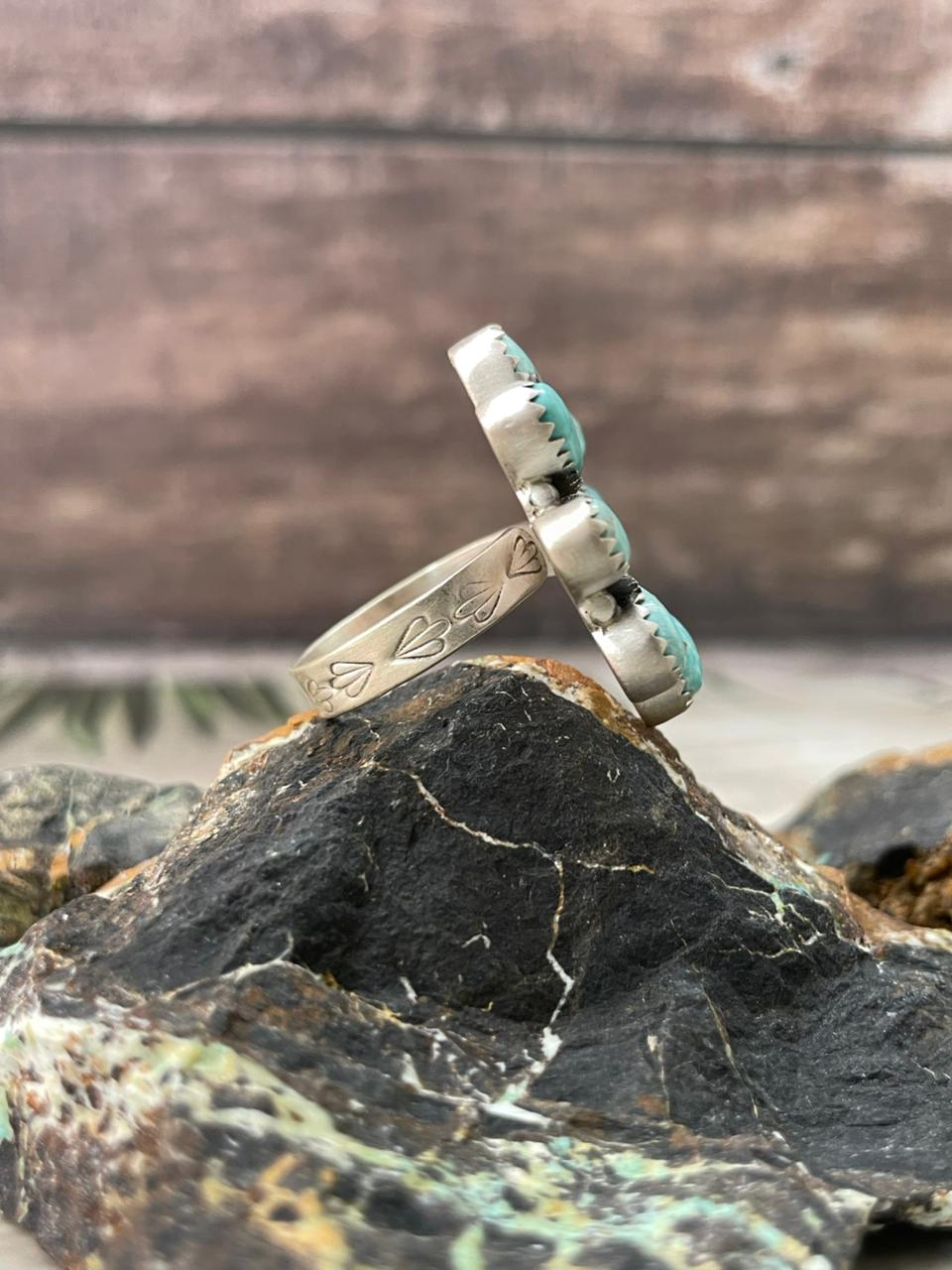 Handmade Sterling Silver White Water Adjustable Ring "Signed Nizhoni"