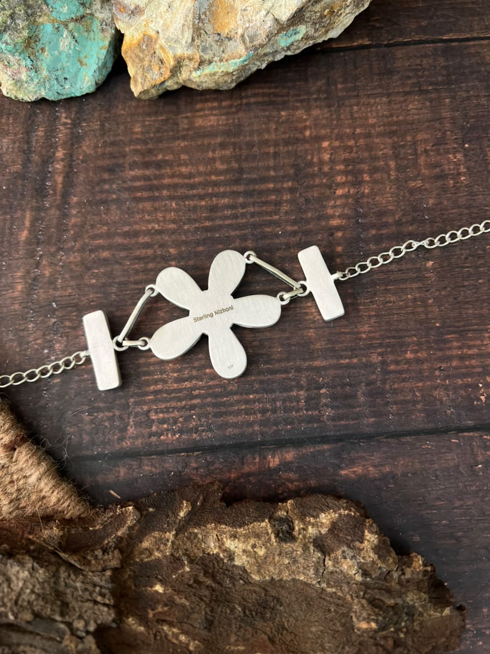 Handmade Sterling Silver White Buffalo Choker Necklace Signed Nizhoni