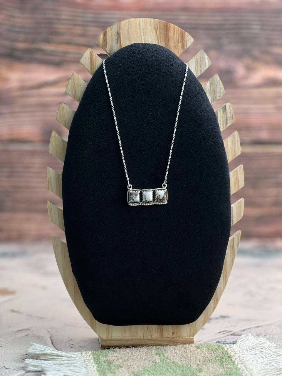 Handmade Sterling Silver Wildhorse Magnesite Necklace "Signed Nizhoni"