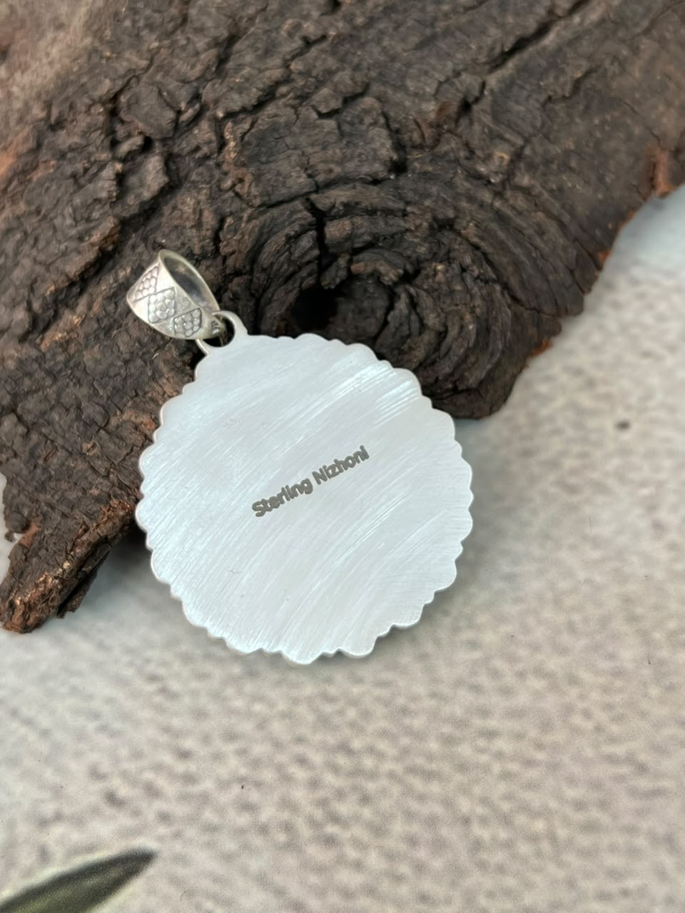 Handmade Sterling Silver Kingman Turquoise Pendant Signed Nizhoni
