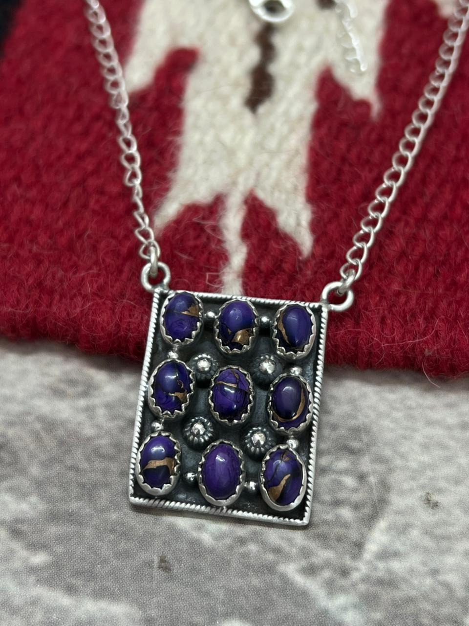 Handmade Sterling Silver Grape Dahlia Necklace "Signed Nizhoni"