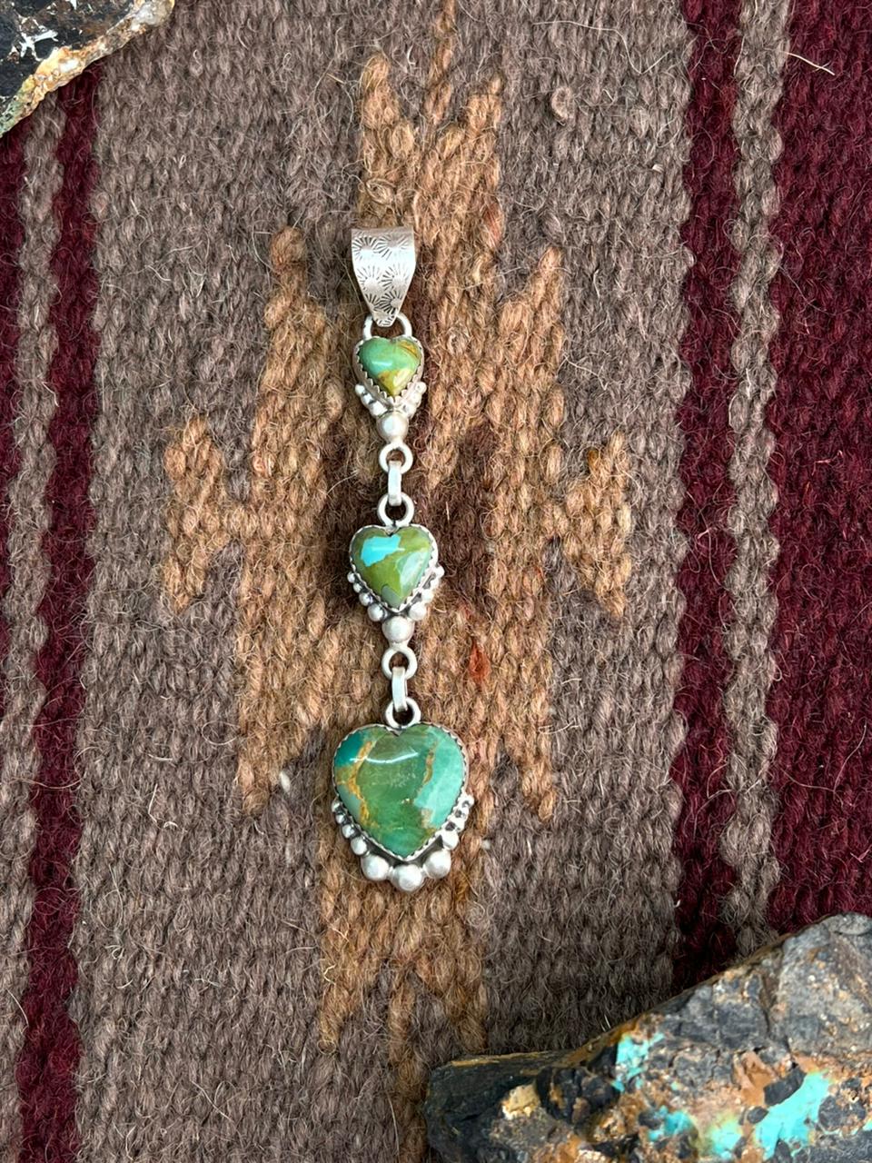 Handmade Sterling Silver Kingman Turquoise Pendant "Signed Nizhoni"