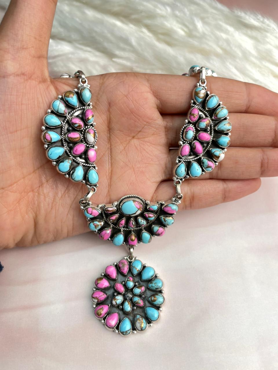 Handmade Sterling Silver Cotton Candy Necklace "Signed Nizhoni"