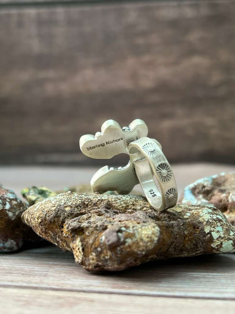 Handmade Sterling Silver Grape Dahlia Naja Adjustable Ring "Signed Nizhoni"