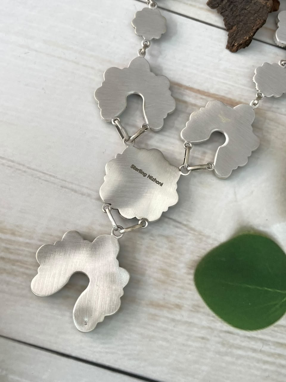 Handmade Sterling Silver Carico Lake Turquoise Naja Necklace Signed Nizhoni
