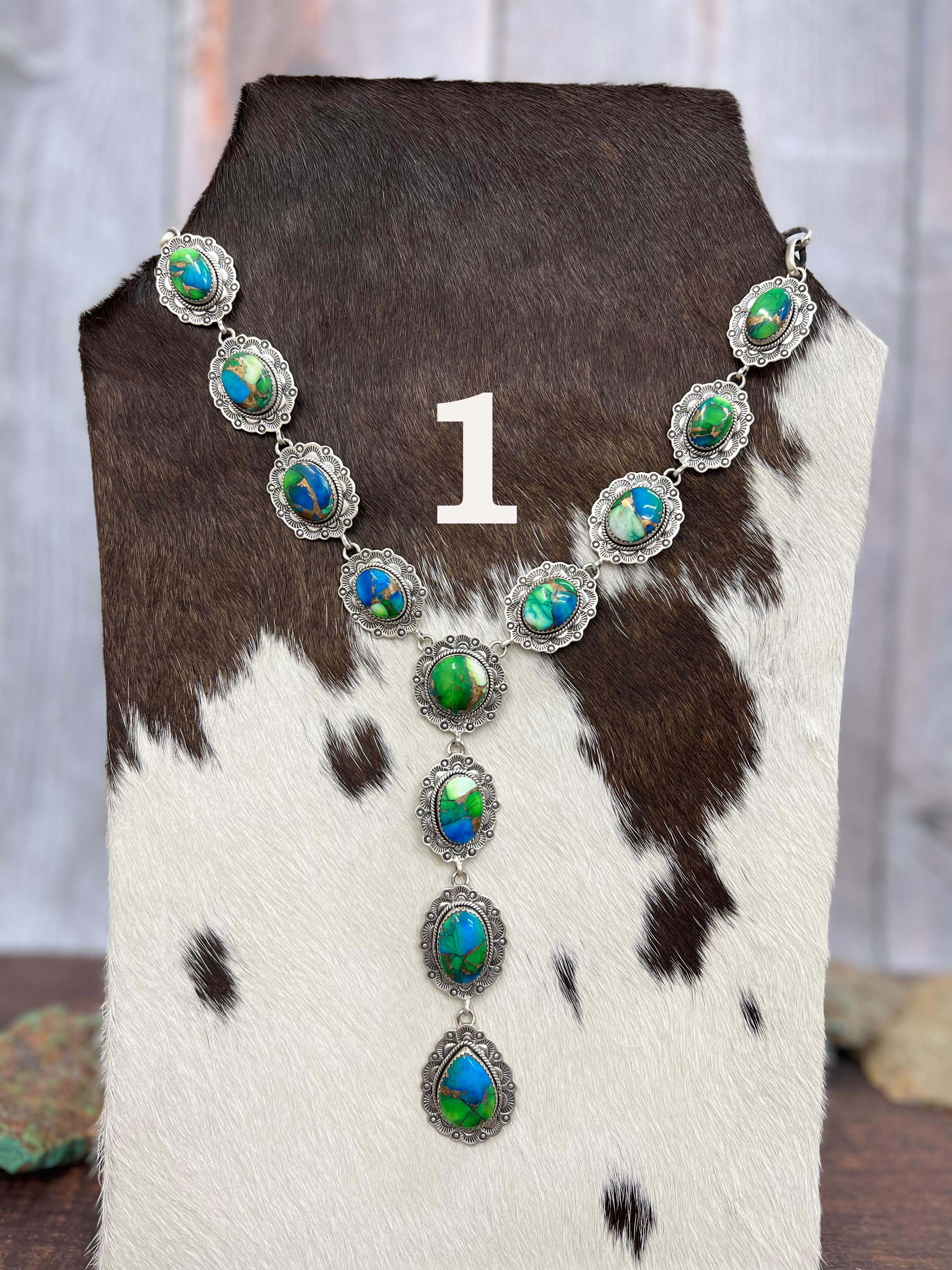 Handmade Sterling Silver Peacock Dahlia Necklace with Signed Nizhoni