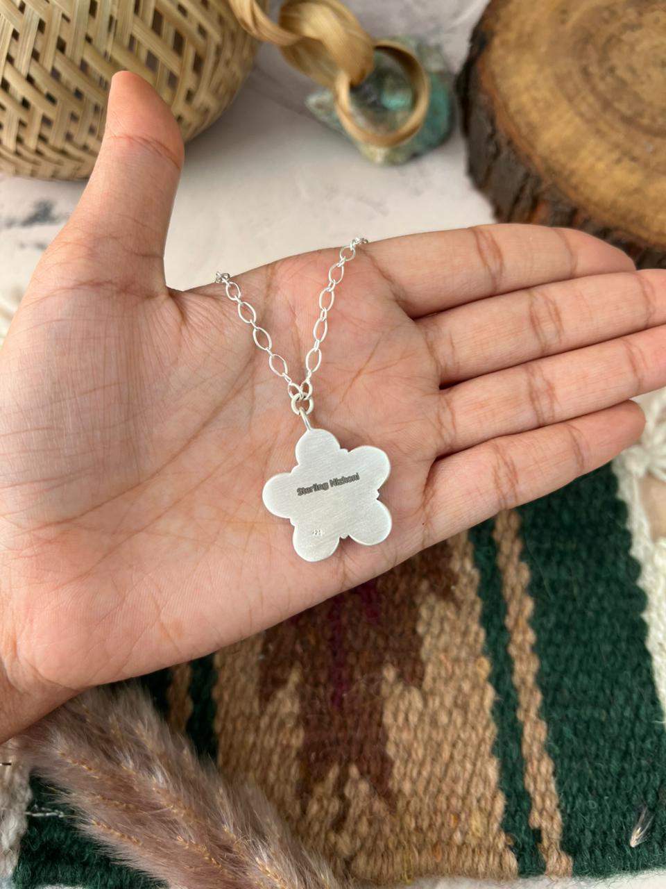 Handmade Sterling Silver Cotton Candy Necklace Signed Nizhoni