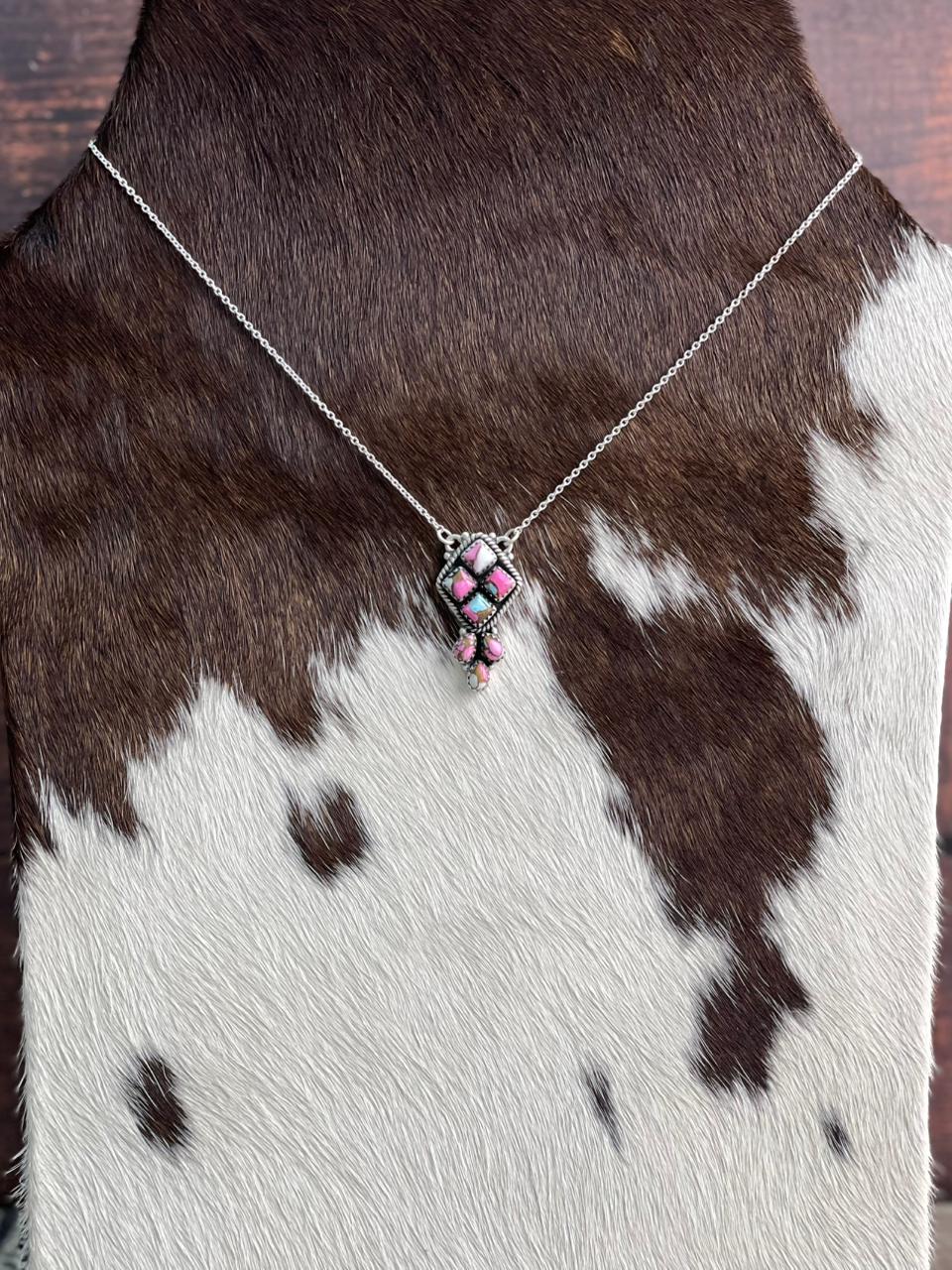 Handmade Sterling Silver Cotton Candy Necklace "Signed Nizhoni"