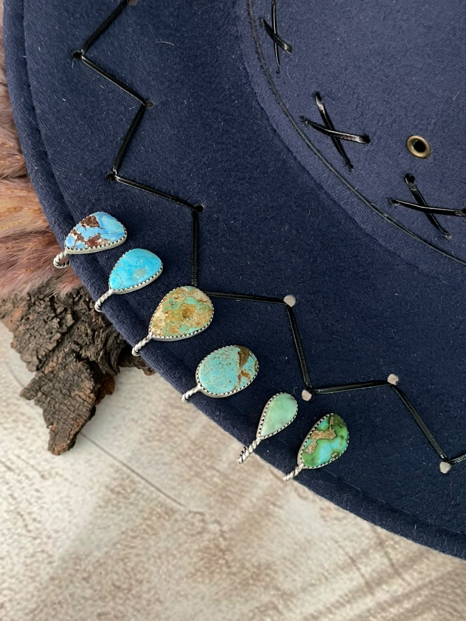 Handmade Sterling Silver Sierra Bella, Royston, Paloma, Number 8, Sonoran Mountain and Golden Hills Turquoise Hat Pin Signed Nizhoni