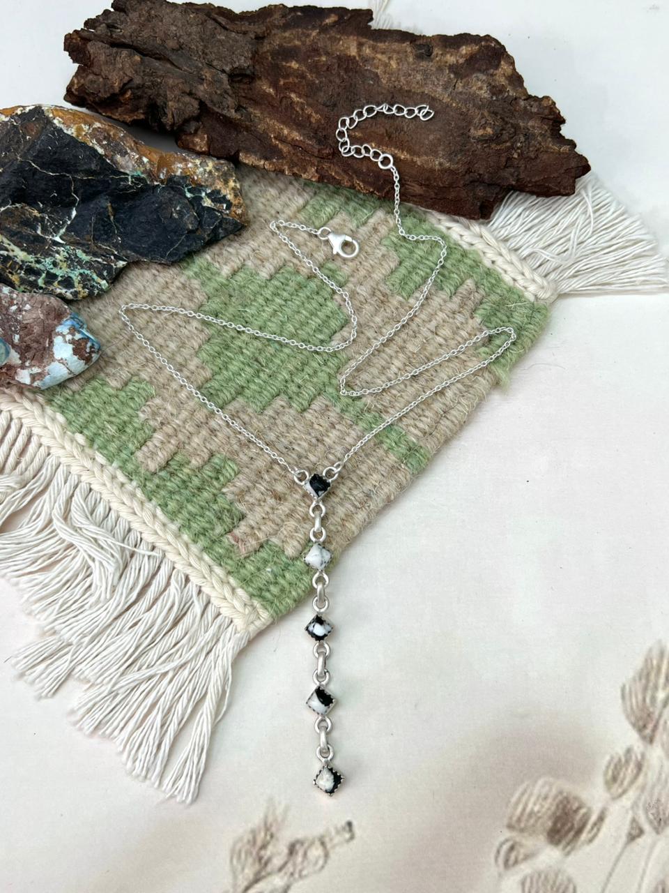 Handmade Sterling Silver White Buffalo Necklace "Signed Nizhoni"