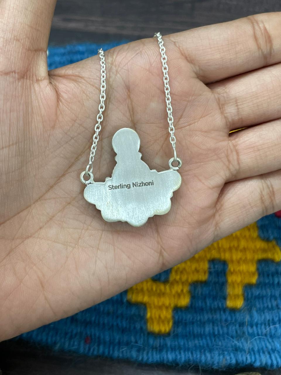 Handmade Sterling Silver Kingman Turquoise Necklace "Signed Nizhoni"