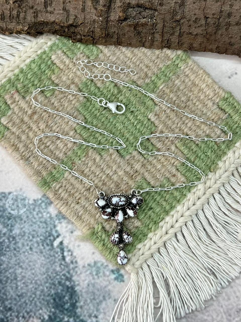 Handmade Sterling Silver Wildhorse Magnesite Necklace "Signed Nizhoni"