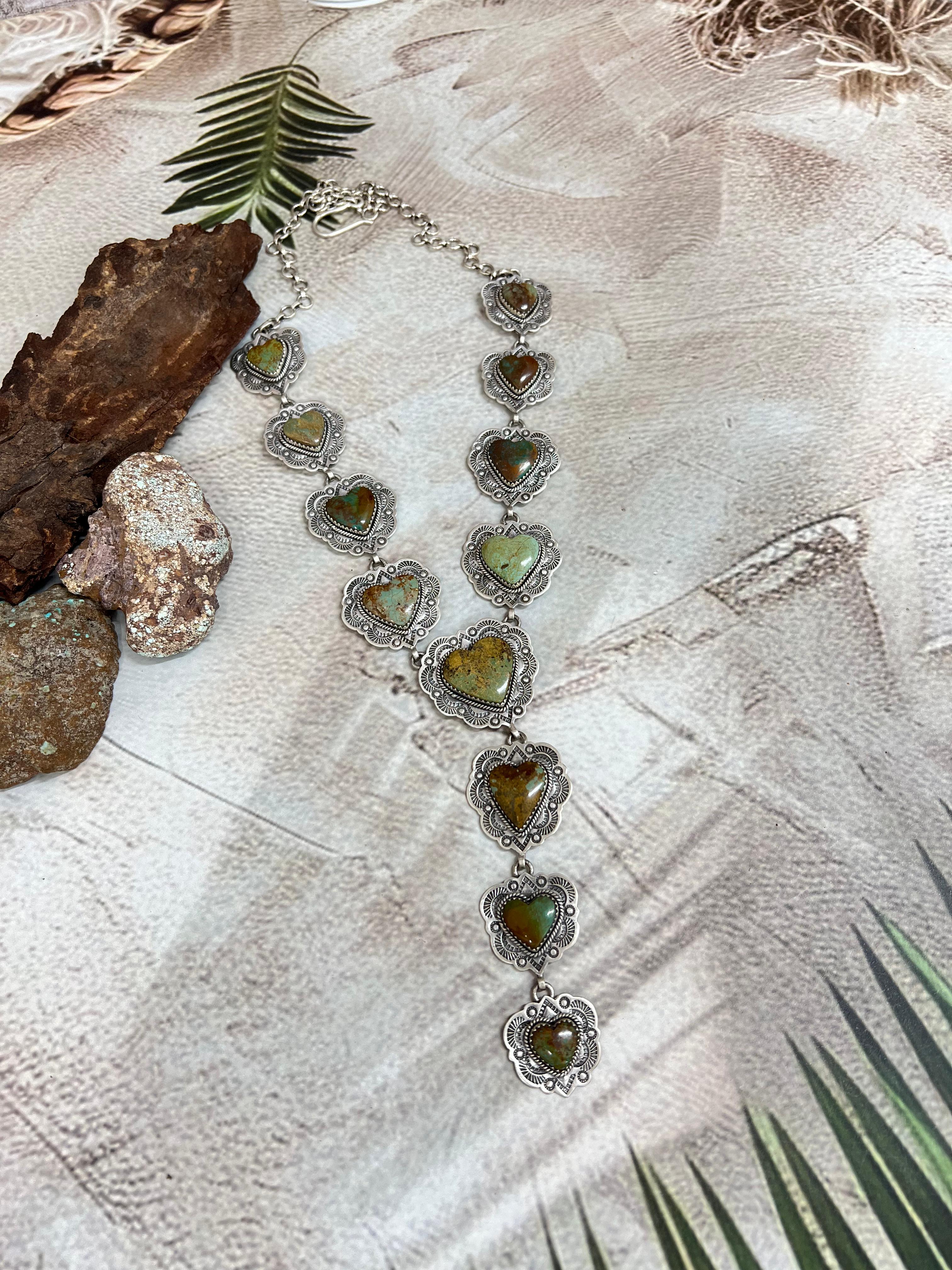 Handmade Sterling Silver Old Stock Royston Turquoise Necklace Signed Nizhoni