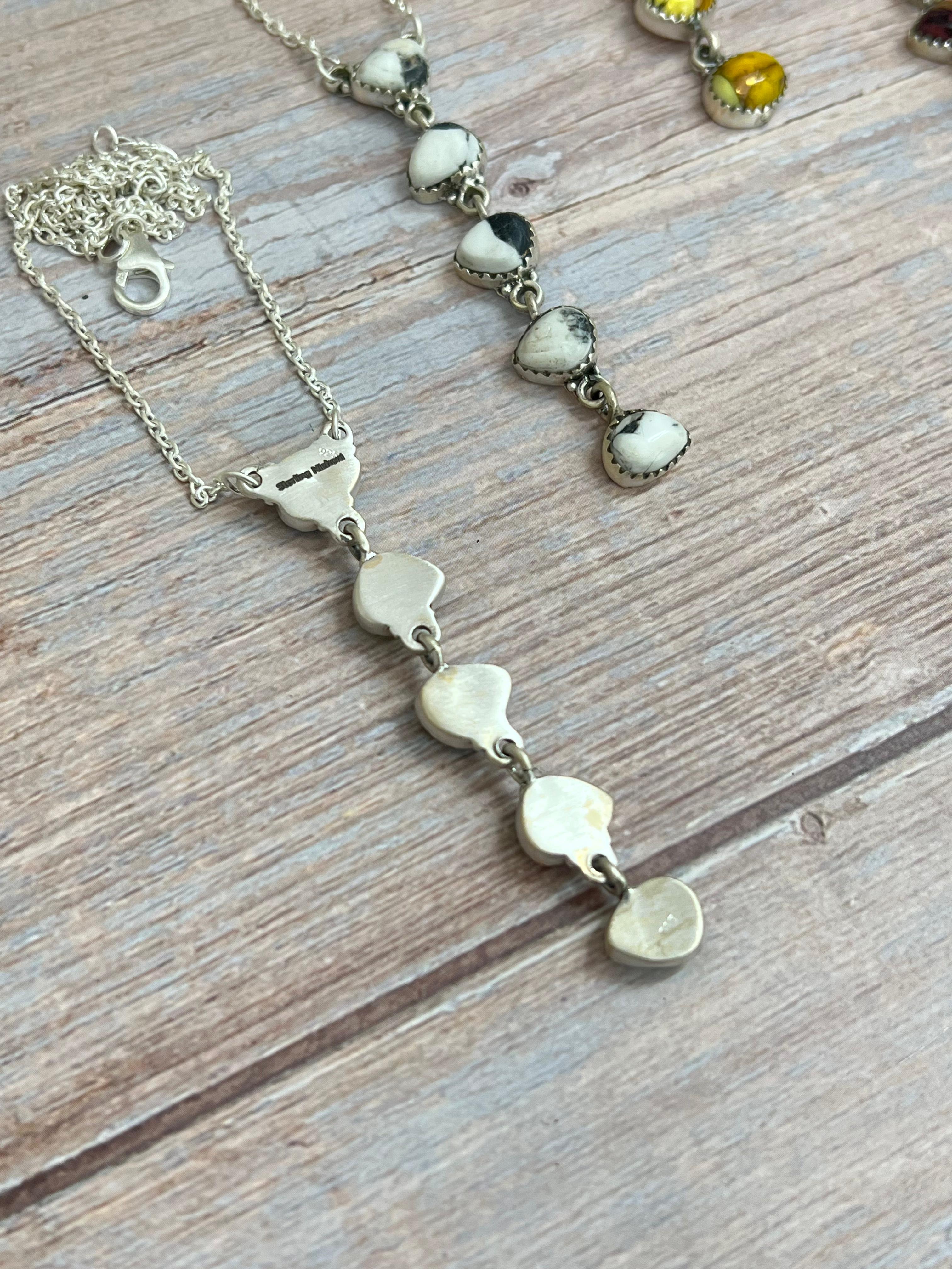 Handmade Sterling Silver Multi Stone Necklace, Signed Nizhoni (7)