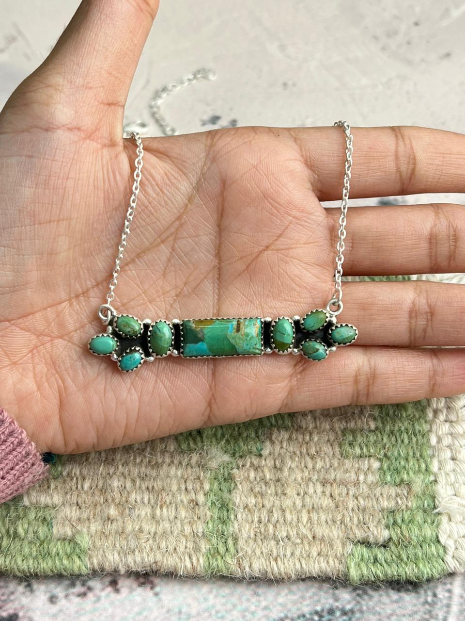 Handmade Sterling Silver Kingman Turquoise Necklace "Signed Nizhoni"