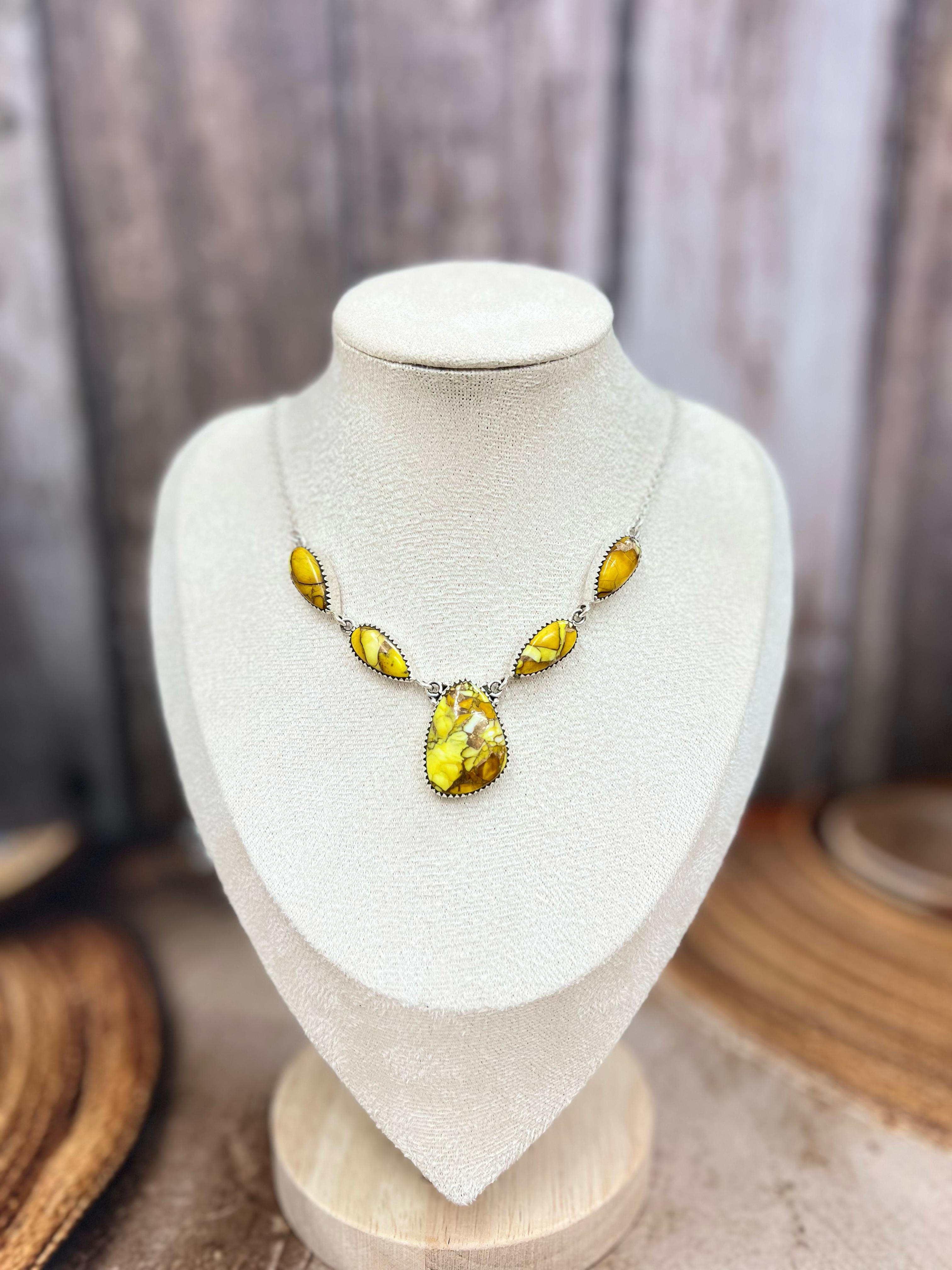 Handmade Sterling Silver Honey Dahlia Necklace with Signed Nizhoni (4)