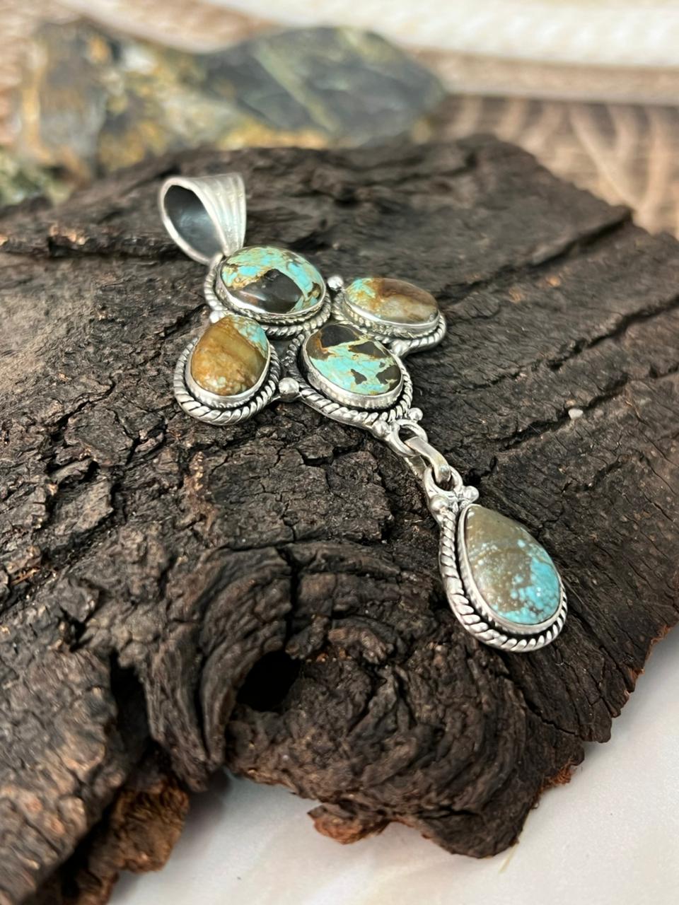 Handmade Sterling Silver Number 8 Turquoise Pendant "Signed Nizhoni"