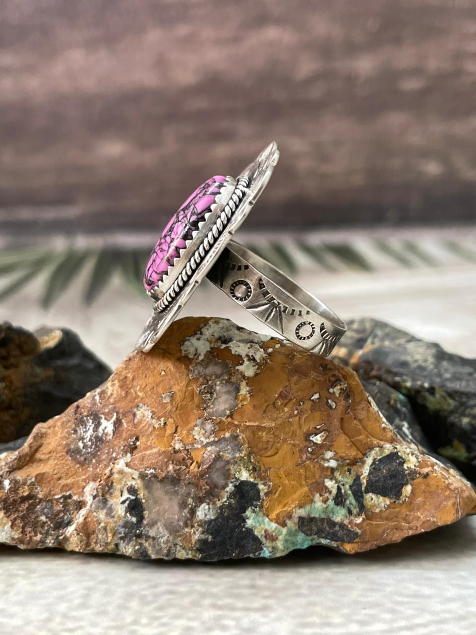 Handmade Sterling Silver Cherry Blossom Adjustable Ring "Signed Nizhoni"