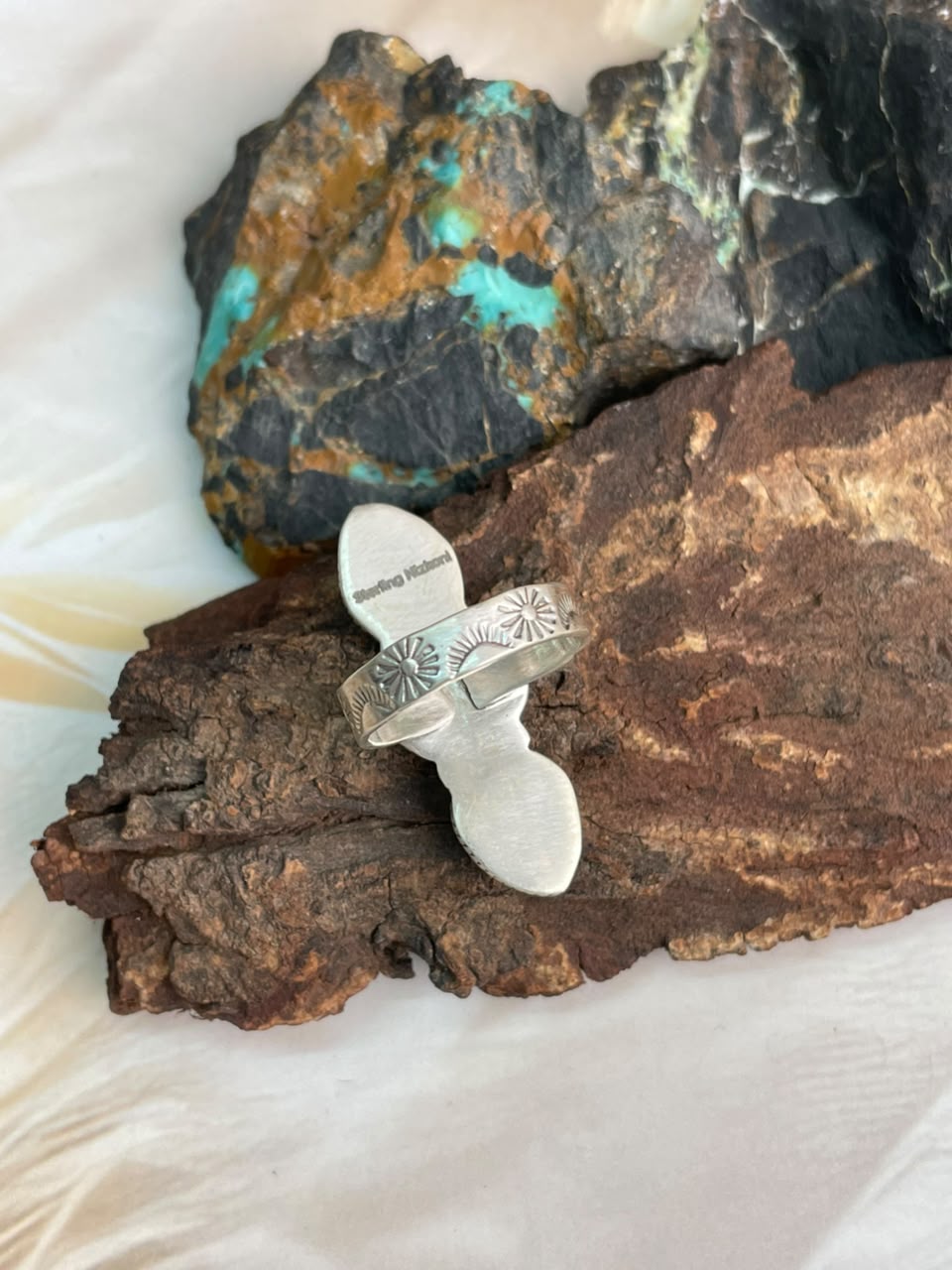 Handmade Sterling Silver Christmas Dahlia Collection: Adjustable Ring Signed Nizhoni