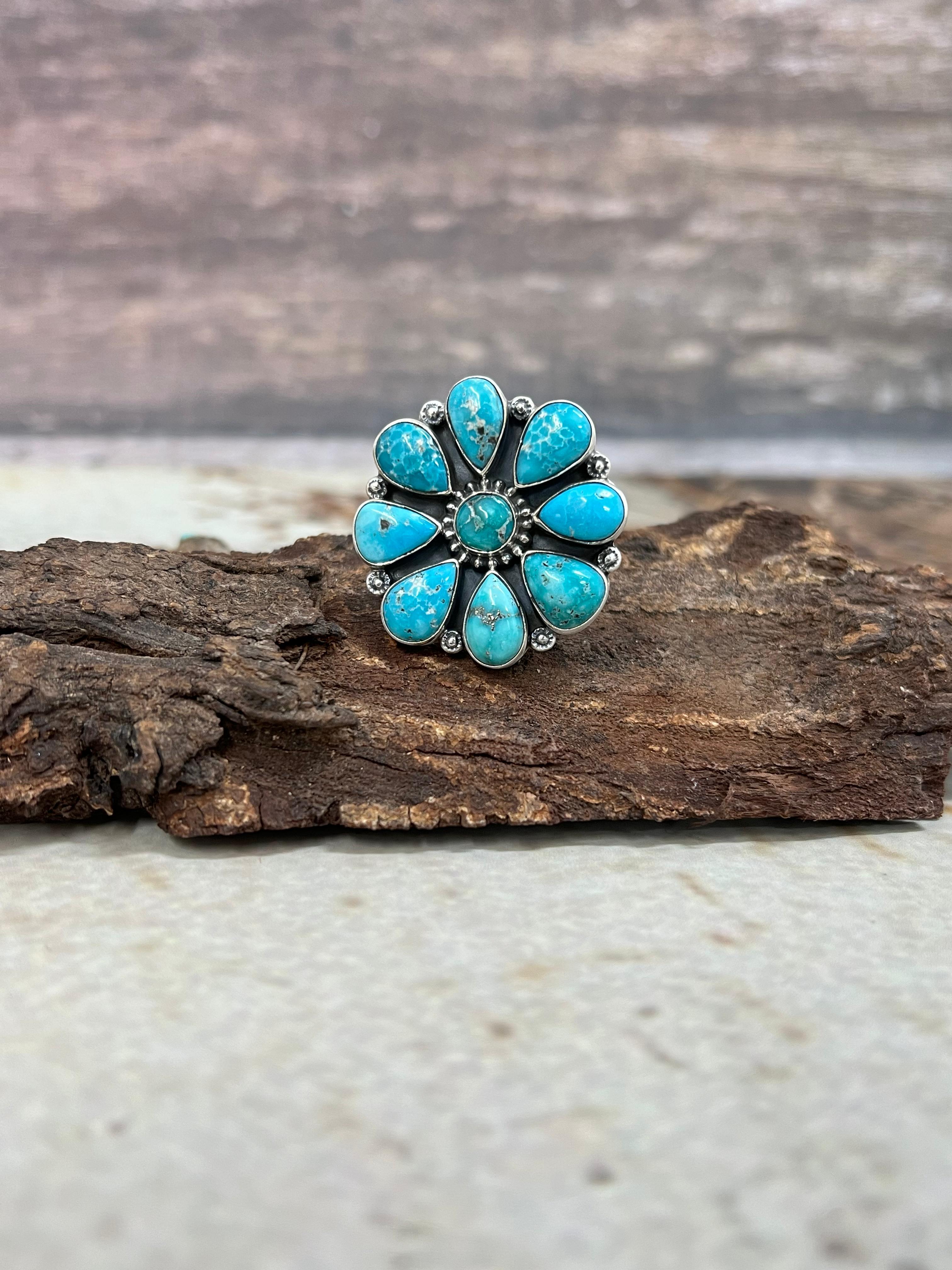 Handmade Sterling Silver White Water Turquoise Studs Signed Nizhoni